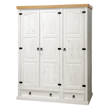 3-türiger Kleiderschrank CORONA weiß Wachs 162818B