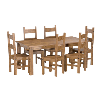 Esstisch 178x92 + 6 Stühle EL DORADO Eiche antik