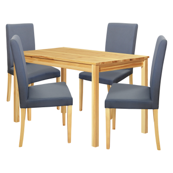 Esstisch 8848 lackiert + 4 Stühle PRIMA 3038 grau/helle Beine