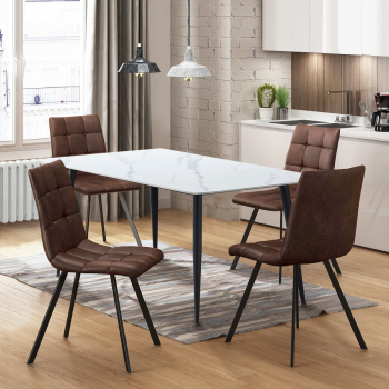 Esstisch ADRIA 130x70 + 4 Stühle BERGEN braun Mikrofaser