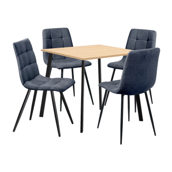 Esstisch 80x80 BERGEN Eiche + 4 Stühle BERGEN grau
