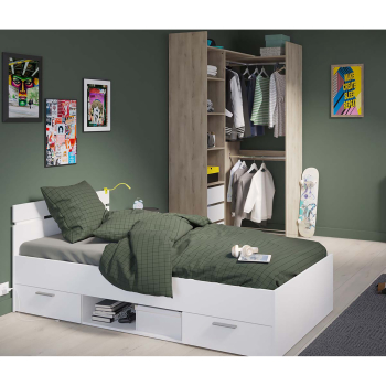 Multifunktionsbett 90x200 MICHIGAN perlweiß