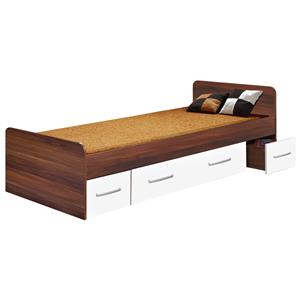 Einzelbett mit Schubladen 60345 nussbaum/weiß
