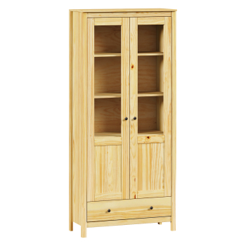 Vitrine 2 Türen + 1 Schublade TORINO Metallgriffe